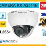 Kbvision KX-A2014N, Camera Dome IP 2MP H.265+, ống kính 2.8mm góc rộng, tầm nhìn ban đêm 30m, chuẩn IP67 chống nước, hỗ trợ PoE, giám sát 24/7, cài đặt dễ dàng qua phần mềm KBVIEW Plus