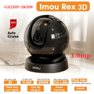 BẢO VỆ GIA ĐÌNH tối ưu, Camera Imou Rex 3D 3MP IPC,GS2DP,3K0W hỗ trợ Smart Tracking, AI phát hiện người & thú, xoay 360°, báo động & còi, chế độ riêng tư, nén H.265, ghi thẻ nhớ 256GB