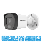 Camera Hikvision 2.0MP, Mic Thu Âm, Hình Ảnh 1080P, Hồng Ngoại Xa 30m, Chuẩn IP67, Đa Chuẩn Tín Hiệu TVI AHD CVI CVBS, Lý Tưởng Cho Nhà Ở, Kho Xưởng, Cửa Hàng